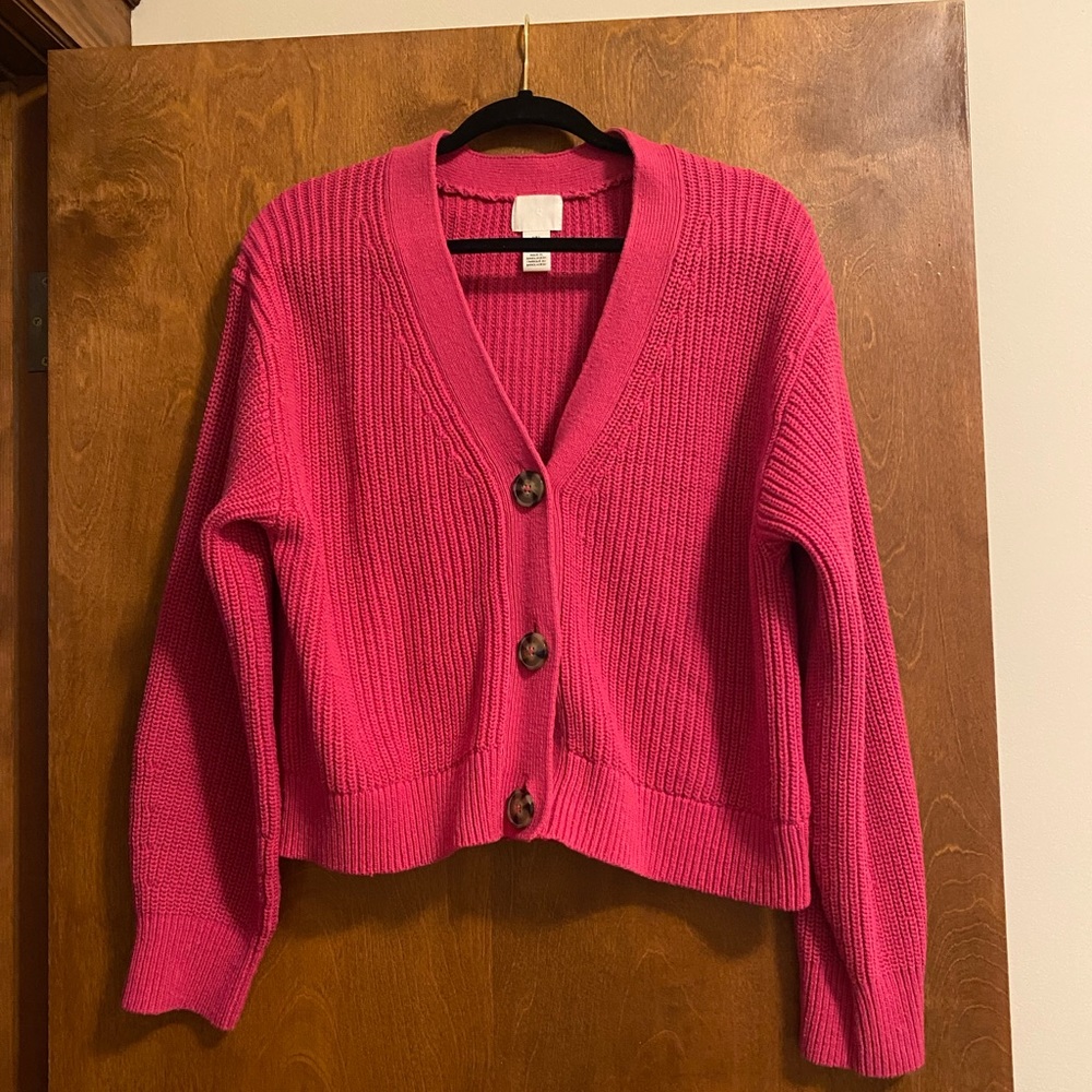 H&M pink oversized cardigan
